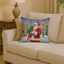 Load image into Gallery viewer, Green Winged Macaw Parrot with Santa Claus Throw Pillow