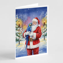 Load image into Gallery viewer, Hyacinth Macaw with Santa Claus Greeting Cards Pack of 8