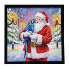 Load image into Gallery viewer, Hyacinth Macaw with Santa Claus Framed Metal Print