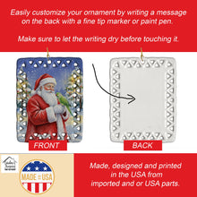 Load image into Gallery viewer, Indian Parakeet with Santa Claus Porcelain Ornament
