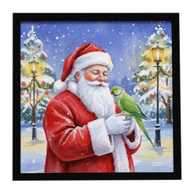 Load image into Gallery viewer, Indian Parakeet with Santa Claus Framed Metal Print
