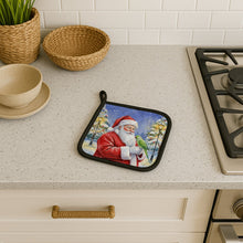 Load image into Gallery viewer, Indian Parakeet with Santa Claus Pair of Pot Holders