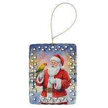 Load image into Gallery viewer, Jenday Conure with Santa Claus Porcelain Ornament
