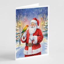 Load image into Gallery viewer, Jenday Conure with Santa Claus Greeting Cards Pack of 8