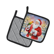 Load image into Gallery viewer, Jenday Conure with Santa Claus Pair of Pot Holders