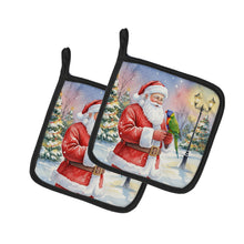 Load image into Gallery viewer, Lorikeet with Santa Claus Pair of Pot Holders