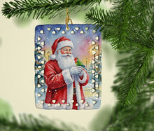 Load image into Gallery viewer, Lovebird with Santa Claus Porcelain Ornament