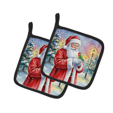 Load image into Gallery viewer, Lovebird with Santa Claus Pair of Pot Holders