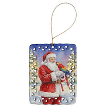 Load image into Gallery viewer, Macaw with Santa Claus Porcelain Ornament