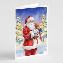 Load image into Gallery viewer, Macaw with Santa Claus Greeting Cards Pack of 8