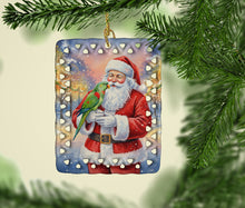 Load image into Gallery viewer, Male Eclectus with Santa Claus Porcelain Ornament