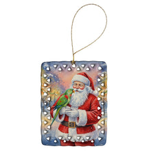 Load image into Gallery viewer, Male Eclectus with Santa Claus Porcelain Ornament