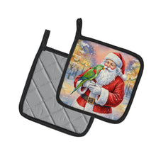 Load image into Gallery viewer, Male Eclectus with Santa Claus Pair of Pot Holders