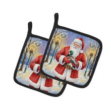 Load image into Gallery viewer, Mallard with Santa Claus Pair of Pot Holders