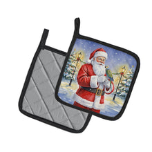 Load image into Gallery viewer, Meyer’s Parrot with Santa Claus Pair of Pot Holders