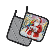 Load image into Gallery viewer, Parrot with Santa Claus Pair of Pot Holders