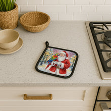 Load image into Gallery viewer, Parrot with Santa Claus Pair of Pot Holders