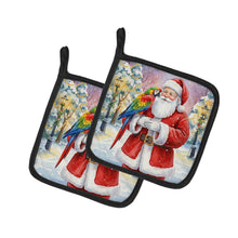 Load image into Gallery viewer, Parrot with Santa Claus Pair of Pot Holders