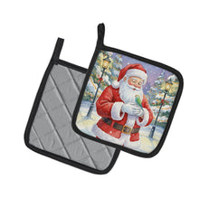 Load image into Gallery viewer, Parrotlet with Santa Claus Pair of Pot Holders