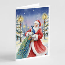 Load image into Gallery viewer, Peacock with Santa Claus Greeting Cards Pack of 8