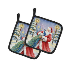 Load image into Gallery viewer, Peacock with Santa Claus Pair of Pot Holders