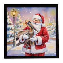 Load image into Gallery viewer, Pelican with Santa Claus Framed Metal Print