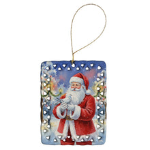 Load image into Gallery viewer, Pigeon with Santa Claus Porcelain Ornament
