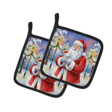 Load image into Gallery viewer, Pigeon with Santa Claus Pair of Pot Holders