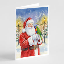 Load image into Gallery viewer, Rainbow Lorikeet with Santa Claus Greeting Cards Pack of 8