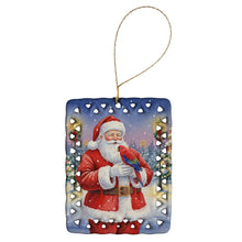 Load image into Gallery viewer, Red Lory with Santa Claus Porcelain Ornament