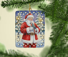 Load image into Gallery viewer, Red Bellied Parrot with Santa Claus Porcelain Ornament