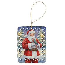 Load image into Gallery viewer, Red Bellied Parrot with Santa Claus Porcelain Ornament