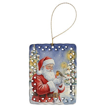 Load image into Gallery viewer, Robin with Santa Claus Porcelain Ornament