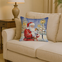 Load image into Gallery viewer, Robin with Santa Claus Throw Pillow