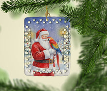Load image into Gallery viewer, Scarlet Macaw with Santa Claus Porcelain Ornament