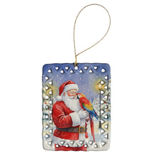Load image into Gallery viewer, Scarlet Macaw with Santa Claus Porcelain Ornament