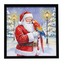 Load image into Gallery viewer, Scarlet Macaw with Santa Claus Framed Metal Print