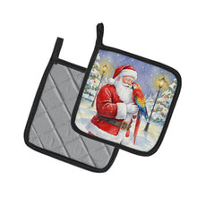 Load image into Gallery viewer, Scarlet Macaw with Santa Claus Pair of Pot Holders