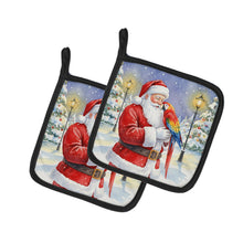Load image into Gallery viewer, Scarlet Macaw with Santa Claus Pair of Pot Holders
