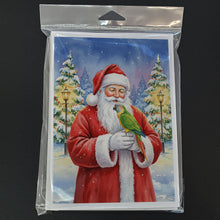 Load image into Gallery viewer, Senegal Parrot with Santa Claus Greeting Cards Pack of 8