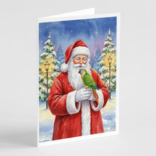 Load image into Gallery viewer, Senegal Parrot with Santa Claus Greeting Cards Pack of 8