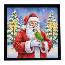Load image into Gallery viewer, Senegal Parrot with Santa Claus Framed Metal Print
