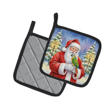 Load image into Gallery viewer, Senegal Parrot with Santa Claus Pair of Pot Holders