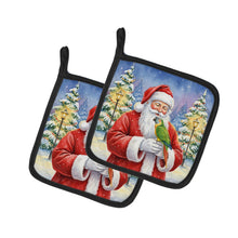 Load image into Gallery viewer, Senegal Parrot with Santa Claus Pair of Pot Holders