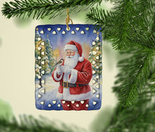 Load image into Gallery viewer, Society Finch with Santa Claus Porcelain Ornament