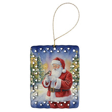 Load image into Gallery viewer, Society Finch with Santa Claus Porcelain Ornament