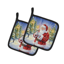 Load image into Gallery viewer, Society Finch with Santa Claus Pair of Pot Holders