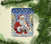 Load image into Gallery viewer, Sulphur Crested Cockatoo with Santa Claus Porcelain Ornament