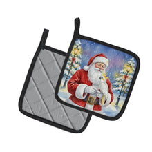 Load image into Gallery viewer, Sulphur Crested Cockatoo with Santa Claus Pair of Pot Holders