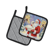 Load image into Gallery viewer, Swan with Santa Claus Pair of Pot Holders